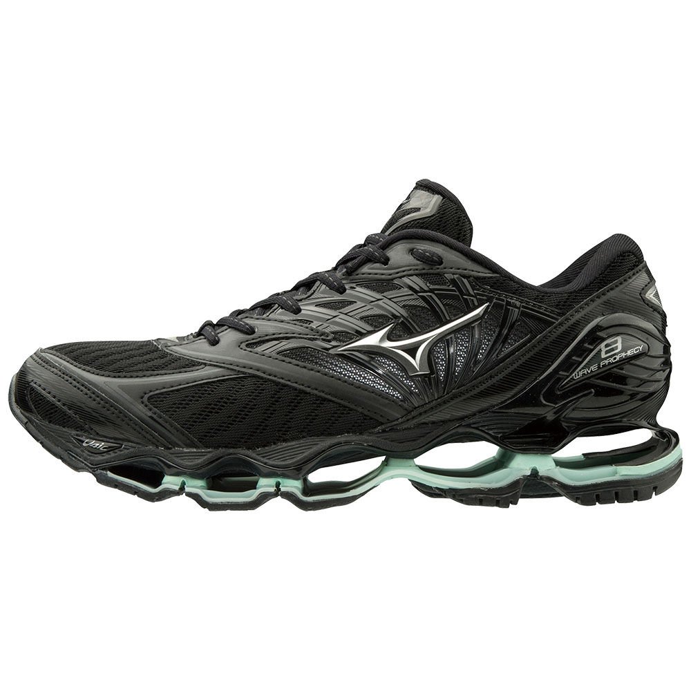 Women's Mizuno Trail Running Shoes Black/Silver/Green WAVE PROPHECY 8 Shoes - J1GD190015